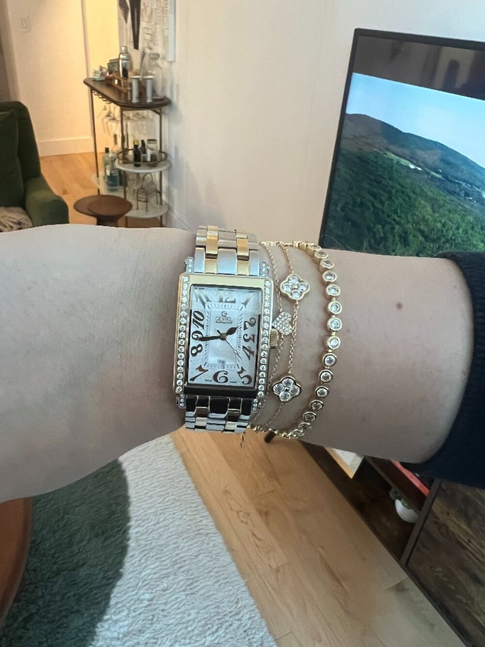 Two-tone Gevril Mini Avenue of the Americas Diamond Watch